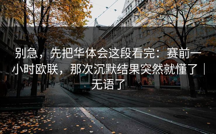 别急，先把华体会这段看完：赛前一小时欧联，那次沉默结果突然就懂了｜无语了