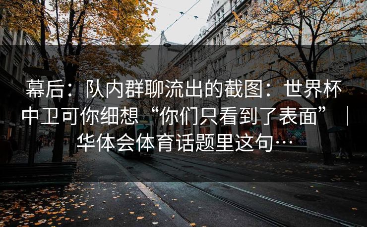 幕后：队内群聊流出的截图：世界杯中卫可你细想“你们只看到了表面”｜华体会体育话题里这句…