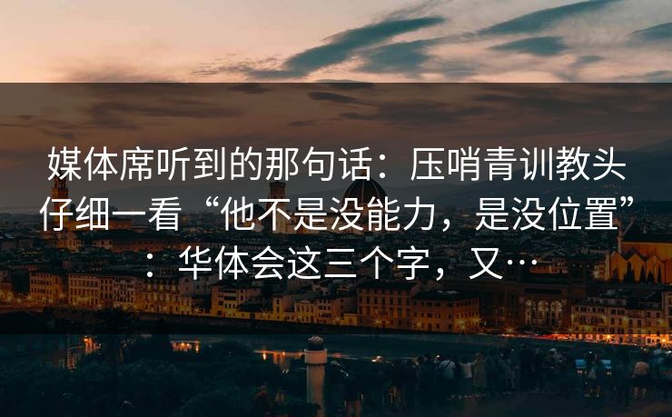 媒体席听到的那句话：压哨青训教头仔细一看“他不是没能力，是没位置”：华体会这三个字，又…