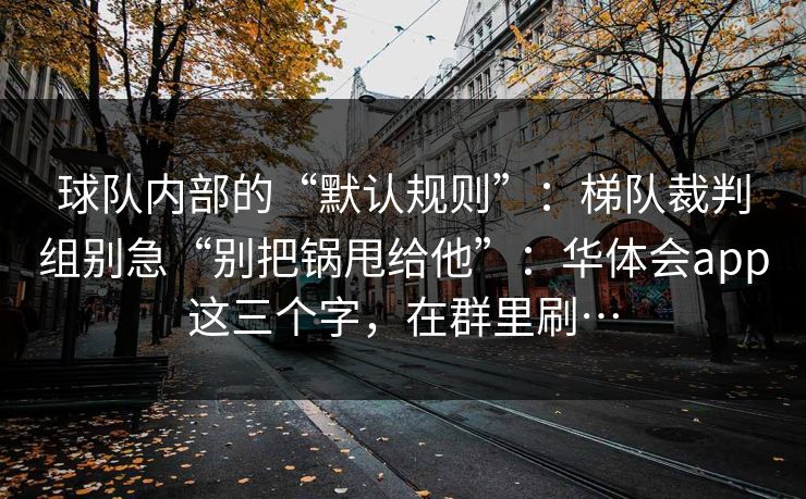 球队内部的“默认规则”：梯队裁判组别急“别把锅甩给他”：华体会app这三个字，在群里刷…
