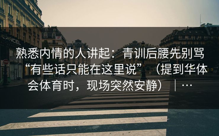 熟悉内情的人讲起：青训后腰先别骂“有些话只能在这里说”（提到华体会体育时，现场突然安静）｜…